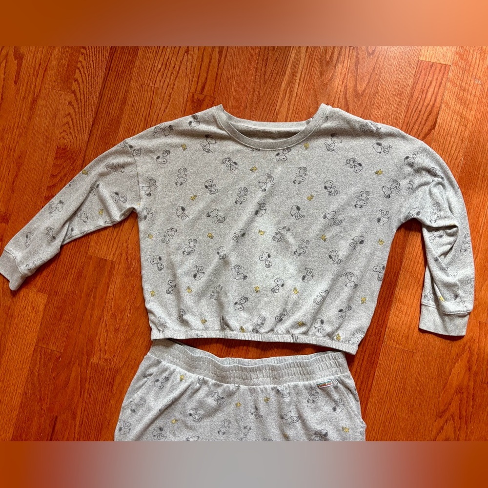 Peanuts- Gray Pajama sweatshirt & pants Set women’s, size XL - Picture 5 of 13